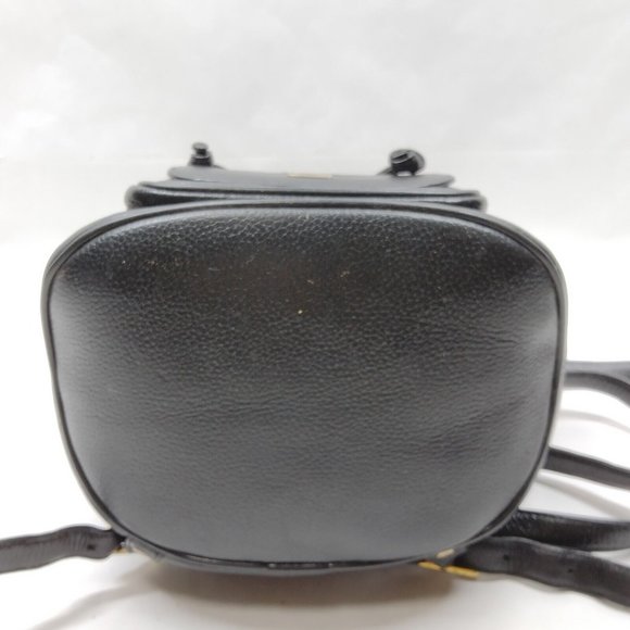 Auth Mcm Backpack Bag Black Leather #36590M11 - Picture 5 of 9